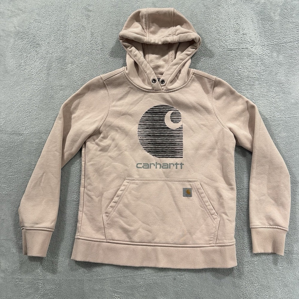 Carhartt RD Sweatshirt Hoodie Women Medium Relaxed Fit Pink Logo